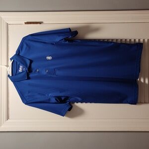 EUC Oxford America Men's Short Sleeve Polo, Size S, 100% Polyester, Blue
